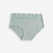 Load image into Gallery viewer, White/Pink/Green Midi Cotton and Lace Knickers 4 Pack