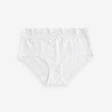 Load image into Gallery viewer, White/Pink/Green Midi Cotton and Lace Knickers 4 Pack