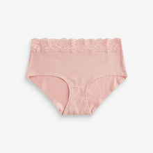 Load image into Gallery viewer, White/Pink/Green Midi Cotton and Lace Knickers 4 Pack