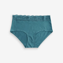 Load image into Gallery viewer, White/Pink/Green Midi Cotton and Lace Knickers 4 Pack