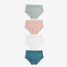 Load image into Gallery viewer, White/Pink/Green Midi Cotton and Lace Knickers 4 Pack