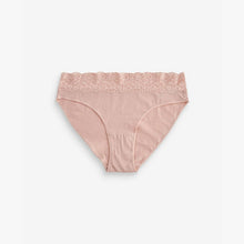 Load image into Gallery viewer, White/Pink/Green High Leg Cotton and Lace Knickers 4 Pack