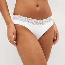 Load image into Gallery viewer, White/Pink/Green High Leg Cotton and Lace Knickers 4 Pack