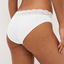 Load image into Gallery viewer, White/Pink/Green High Leg Cotton and Lace Knickers 4 Pack