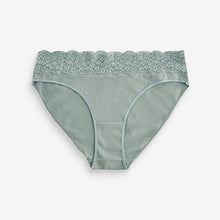 Load image into Gallery viewer, White/Pink/Green High Leg Cotton and Lace Knickers 4 Pack