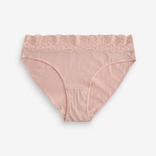 Load image into Gallery viewer, White/Pink/Green High Leg Cotton and Lace Knickers 4 Pack