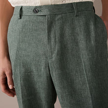 Load image into Gallery viewer, Green Linen Blend Tailored Fit Suit Trousers