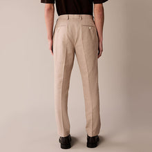 Load image into Gallery viewer, Stone Linen Blend Tailored Fit Suit Trousers