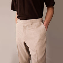 Load image into Gallery viewer, Stone Linen Blend Tailored Fit Suit Trousers