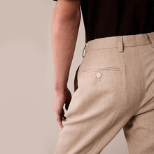 Load image into Gallery viewer, Stone Linen Blend Tailored Fit Suit Trousers