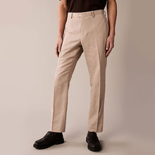 Load image into Gallery viewer, Stone Linen Blend Tailored Fit Suit Trousers