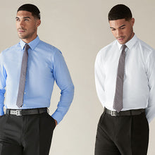 Load image into Gallery viewer, White/Blue Regular Fit Shirt And Tie Set 2 Pack