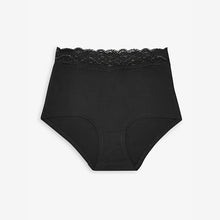 Load image into Gallery viewer, White/Black/Grey Full Brief Cotton Lace Knickers 4 Pack