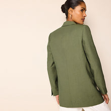 Load image into Gallery viewer, Khaki Green Relaxed Fit Edge to Edge Blazer