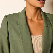 Load image into Gallery viewer, Khaki Green Relaxed Fit Edge to Edge Blazer