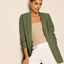 Load image into Gallery viewer, Khaki Green Relaxed Fit Edge to Edge Blazer