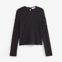 Load image into Gallery viewer, Black Lace Long Sleeve Top