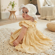 Load image into Gallery viewer, White/Pink Baby Broderie Wide Brim Hats 2 Pack