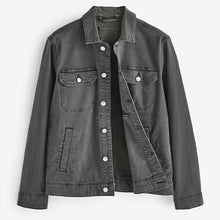 Load image into Gallery viewer, Smoke Grey Denim Trucker Jacket