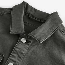 Load image into Gallery viewer, Smoke Grey Denim Trucker Jacket
