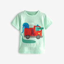 Load image into Gallery viewer, Mint Green Fire Engine Short Sleeve Interactive Character T-Shirt
