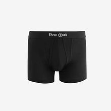 Load image into Gallery viewer, Black City Names Waistband 4 pack A-Front Boxers