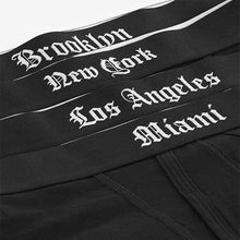 Load image into Gallery viewer, Black City Names Waistband 4 pack A-Front Boxers