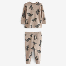 Load image into Gallery viewer, Neutral/Black Dinosaur Long Sleeve 3 Pack Pyjamas Set (9mths-6yrs)