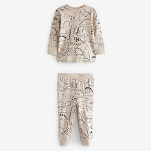 Load image into Gallery viewer, Neutral/Black Dinosaur Long Sleeve 3 Pack Pyjamas Set (9mths-6yrs)