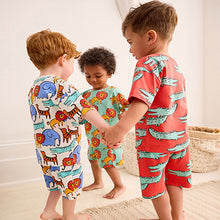 Load image into Gallery viewer, Bright Animal Short Sleeve 3 Pack Pyjama Set