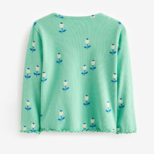 Load image into Gallery viewer, Green Flower T-Shirt Cotton-Rich Long Sleeve Rib T-Shirt (3mths-5-6yrs)