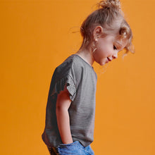 Load image into Gallery viewer, Charcoal Grey Frill Short Sleeve T-Shirt (3mths-6yrs)