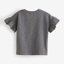 Load image into Gallery viewer, Charcoal Grey Frill Short Sleeve T-Shirt (3mths-6yrs)
