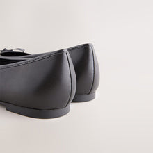 Load image into Gallery viewer, Black Round Toe Leather Ballerina Shoes