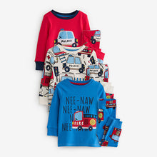 Load image into Gallery viewer, Red/Blue Emergency Vehicles 3 Pack Snuggle Pyjamas (9mths-6yrs)