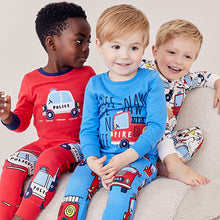 Load image into Gallery viewer, Red/Blue Emergency Vehicles 3 Pack Snuggle Pyjamas (9mths-6yrs)