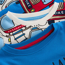 Load image into Gallery viewer, Red/Blue Emergency Vehicles 3 Pack Snuggle Pyjamas (9mths-6yrs)