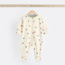 Load image into Gallery viewer, Bright Transport 100% Cotton Baby Sleepsuits 3 Pack