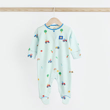 Load image into Gallery viewer, Bright Transport 100% Cotton Baby Sleepsuits 3 Pack