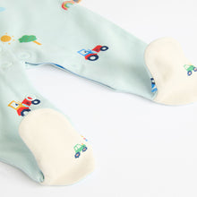 Load image into Gallery viewer, Bright Transport 100% Cotton Baby Sleepsuits 3 Pack