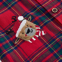 Load image into Gallery viewer, Red tartan Character Long Sleeve Check 100% Cotton Shirt (3mths-6yrs)