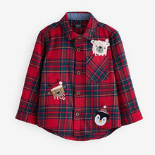 Load image into Gallery viewer, Red tartan Character Long Sleeve Check 100% Cotton Shirt (3mths-6yrs)