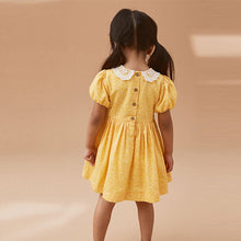 Load image into Gallery viewer, Yellow Lace Collar Shirred Dress (3mths-5-6yrs)
