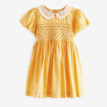 Load image into Gallery viewer, Yellow Lace Collar Shirred Dress (3mths-5-6yrs)