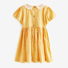 Load image into Gallery viewer, Yellow Lace Collar Shirred Dress (3mths-5-6yrs)