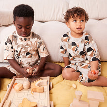 Load image into Gallery viewer, Black/Ecru Animal Short Sleeve 3 Pack Pyjama Set (9mths-6yrs)