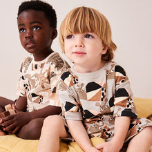 Load image into Gallery viewer, Black/Ecru Animal Short Sleeve 3 Pack Pyjama Set (9mths-6yrs)