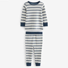 Load image into Gallery viewer, Blue/White Stars Snuggle 100% Cotton Pyjamas 3 Pack (9mths-6yrs)