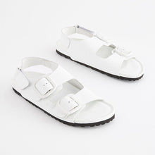 Load image into Gallery viewer, White Croc Effect Back Strap Leather Footbed Sandals
