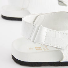Load image into Gallery viewer, White Croc Effect Back Strap Leather Footbed Sandals